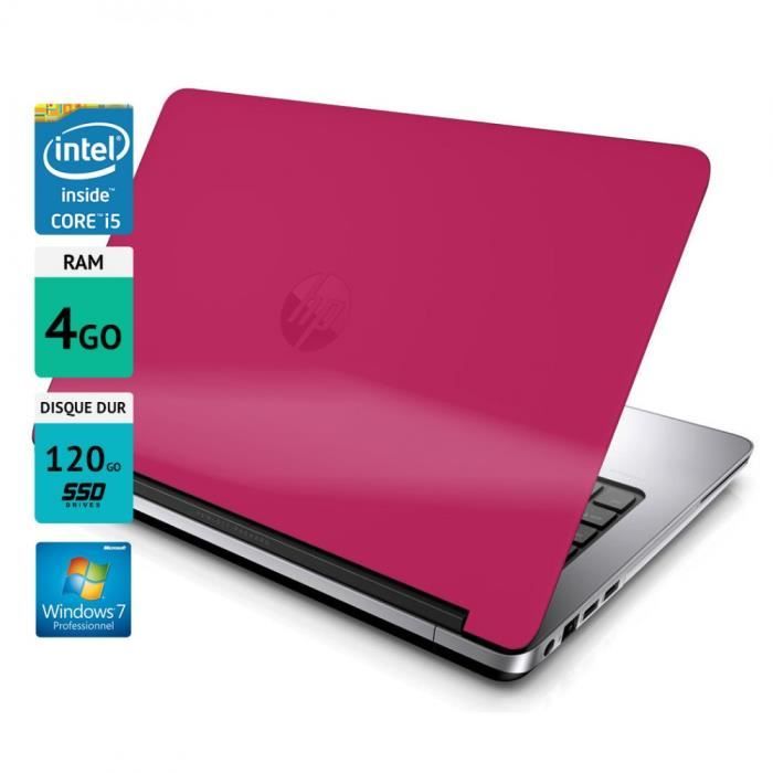 Pc Portable Hp Probook 640 G1 14" 4Go SSD 120Go Windows 7 Rose Bonbon