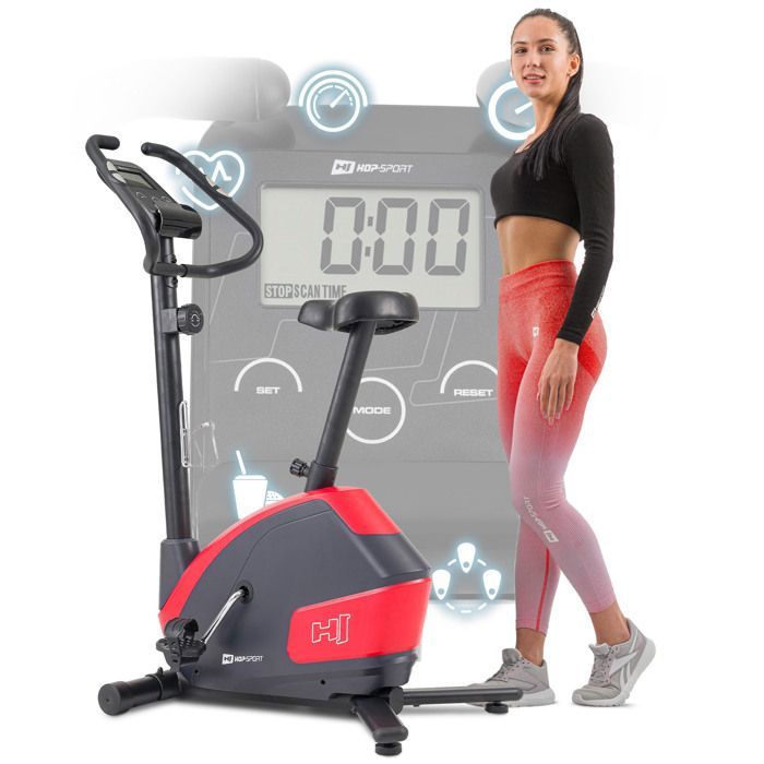 HOP-SPORT Vélo d'appartement magnétique, Masse d'inertie 8 kg, HS-035H Leaf, Ordinateur, Siège réglable, 8 niveaux de résistance