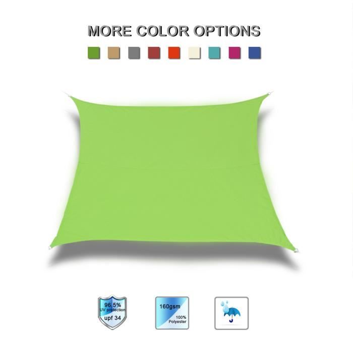 Laxllent Voile d'ombrage Carré 3X3m,Toile d'ombrage Anti UV Tissu Polyester Imperméable pour Jardin&Terrasse,Vert Clair