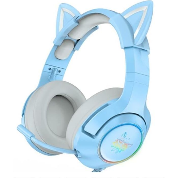 Écouteurs d'oreille de chat Casque avec micro pour Xbox one / PS4 / PC / Nintendo Switch- ONIKUMA K9 Bleu