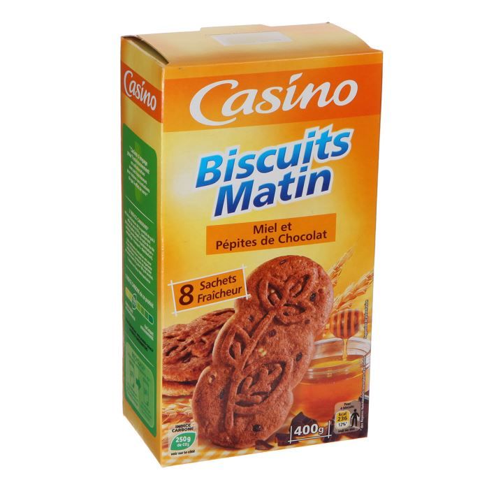 CASINO Biscuits Miel+Pépites Chocolat 400g (x1)