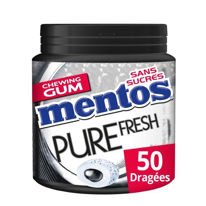 MENTOS GUM PURE FRESH Bottle de 50 dragées sans sucres - Réglisse