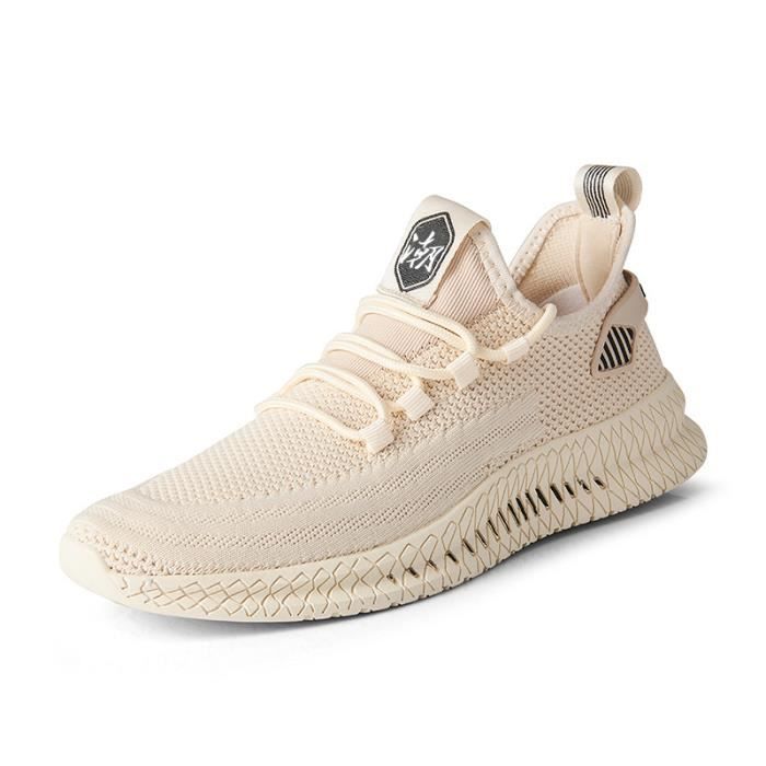Chaussures de sport pour hommes, surface en maille respirante à la mode-blanc
