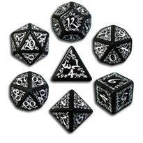 Set de Dés Elfiques Noirs et Blancs