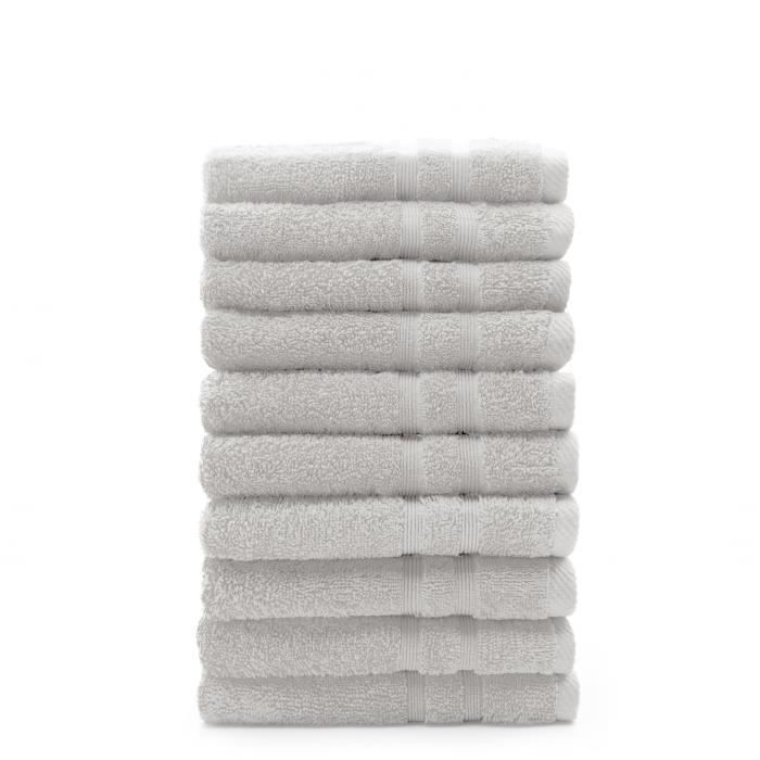 TODAY Lot de 10 Serviettes de toilette Chantilly - 100% Coton - 50 x 100 cm