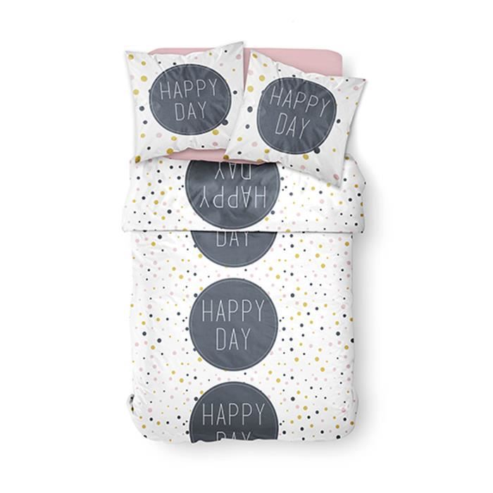 Parure de couette 100% coton 51 fils 240x220 HAPPY DAY