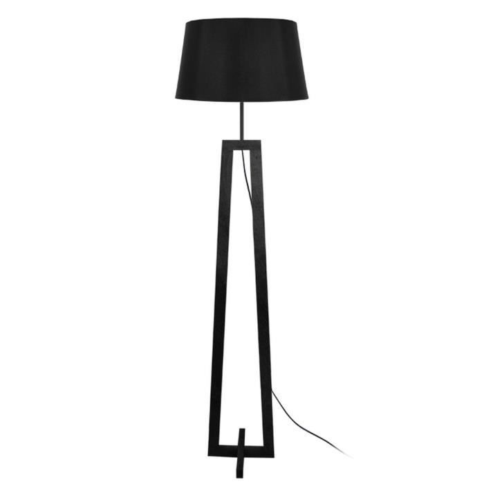 TOSEL Lampadaire 1 lumière - luminaire intérieur - tissu noir - Style inspiration nordique - H155cm L40cm P40cm