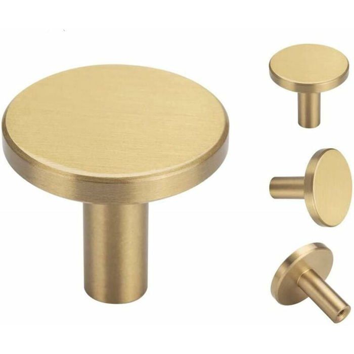 Lot de 4 crochets muraux en laiton brossé 32 mm x 35 mm dorés patères patères de salle de bain patères (rond)