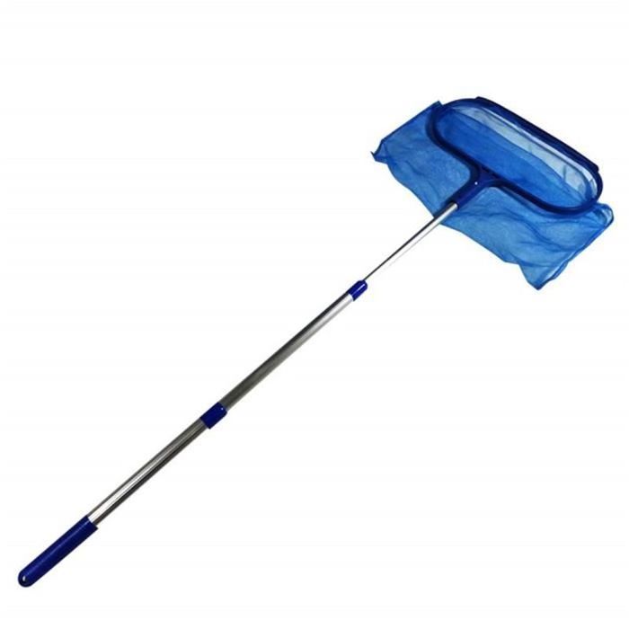 Épuisette De Piscine Télescopique - Filet En Acier Inoxydable - Manche Longue - Pour Nettoyer Piscine, étang, Pêche - Design Coloré (Bleu)