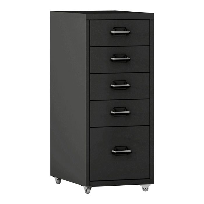 Caisson de bureau - HELLOSHOP26 - 5 tiroirs - Noir - Métal - À roulettes Caisson de bureau - HELLOSHOP26 - 5 tiroirs - Noir - Métal - À roulettes