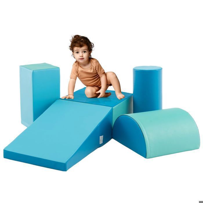Module de Motricité bébé 5PCS - DREAMADE - Jeu dassemblage - Jouet éducatif - PU à Base deau & EPE - Bleu