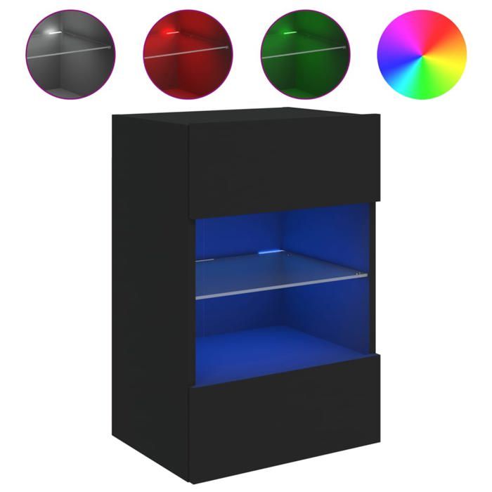 Armoire TV - Meuble TV mural - avec lumières LED - noir 40x30x605 cm LL248704