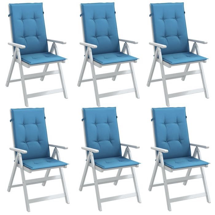 vidaXL Lot de 6 Coussins de Chaise à Dossier Haut Oreillers de Balcon Coussins de Sièges Patio Jardin Terrasse Extérieur 4002426