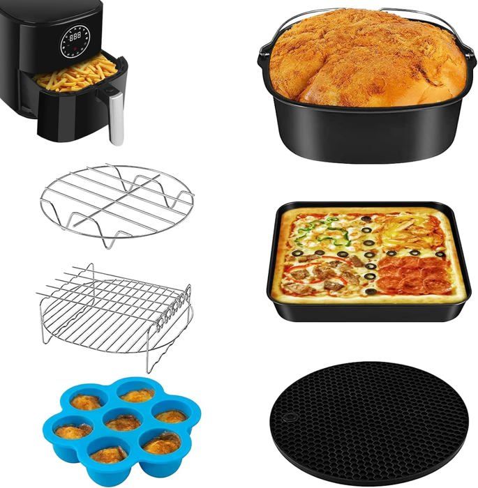 Moule à Gâteau Carré 18 Cm Pour Friteuse HD9860 HD9925 HD9905 – Baril Cuisson Sans Huile Pizza Frites Légumes