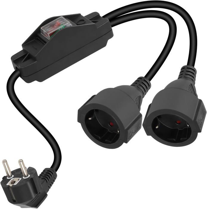 Rallonge Électrique 1,5m Avec 2 Prises Schuko 16A 250V - Câble Blanc Contact De Protection