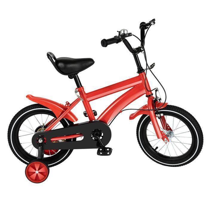 Vélo pour Enfants de 14 Pouces (Rouge) Vélo pour Garçons et Filles Avec  Roues Auxiliaires Amovibles 2-4 Ans OUKANING -14