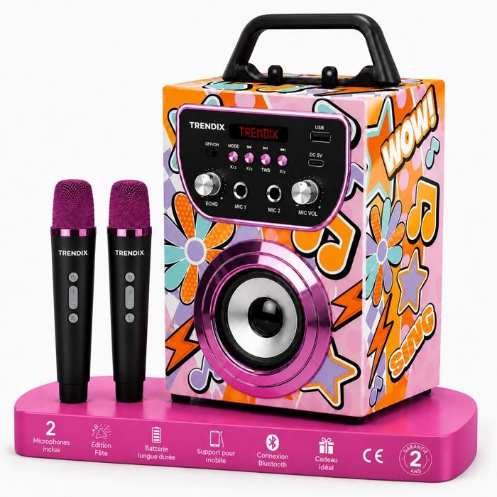 Karaoke Enfant Magic Melody Enceinte Karaoke 2 Micro sans Fil Karaoké Enfant 2 Microphones Enceinte Micro sans Fil Bluetooth