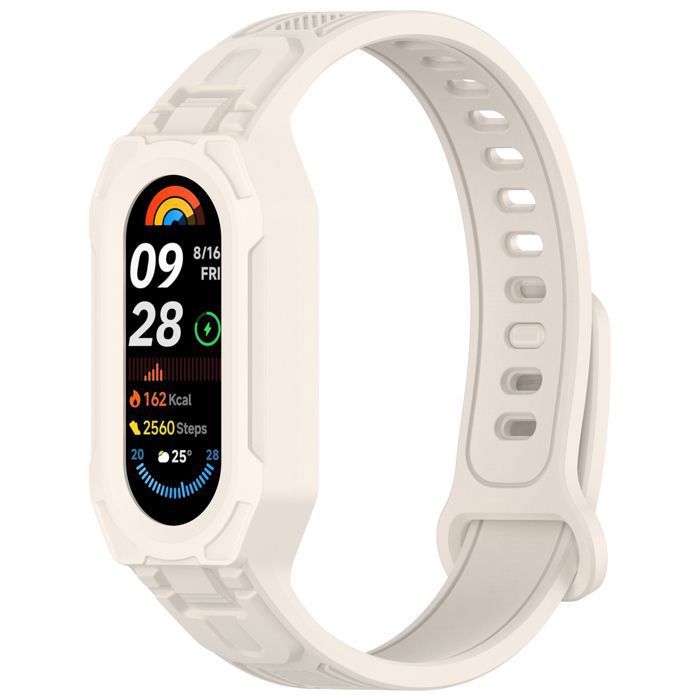Stravo Bracelet protection silicone Xiaomi Mi Band 10/9/8/7/6/5 – Coque intégrée 2 en 1 – Souple et confortable – Starlight
