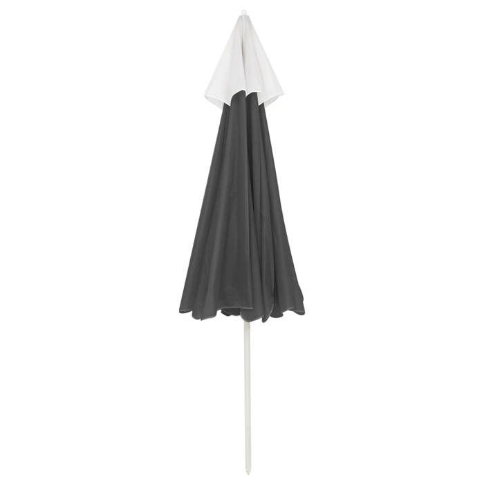 Parasol de plage - WIENS - Anthracite - 240 cm - Polyester anti-UV - Inclinable - Résistant aux intempéries
