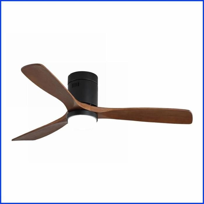 Ventilateur de Plafond Intérieur 52 Pouces - Lumières LED - Pales Bois Solide - Moteur Silencieux Réversible - Noir - Beverlyachorn