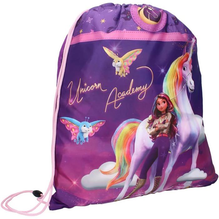 VADO Sac de sport enfant Unicorn Academy Sophia & Waltstar - violet/rose grande ouverture bretelles confort VADO Sac de sport enfant Unicorn Academy Sophia & Waltstar - violet/rose grande ouverture bretelles confort