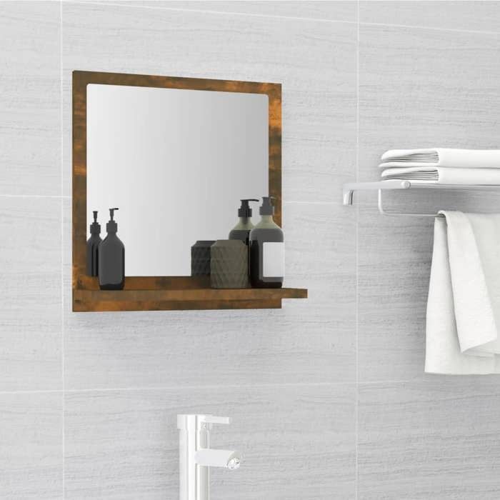 SALE 2026 Armoire de salle de bain Brun - Miroir de bain Chêne fumé 40x10 5x37cm - bois dingénierie PRO534311908