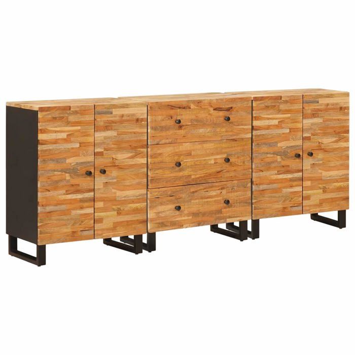 Buffet moderne en bois de manguier - vidaXL - Marron - 180x33x75 cm - Bois de manguier massif - Pieds en métal noir