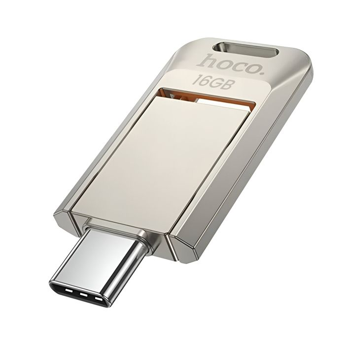 Clé USB / USB-C 16Go pour Transfert Rapide 150Mo / s au Design Pivotant Hoko Argent