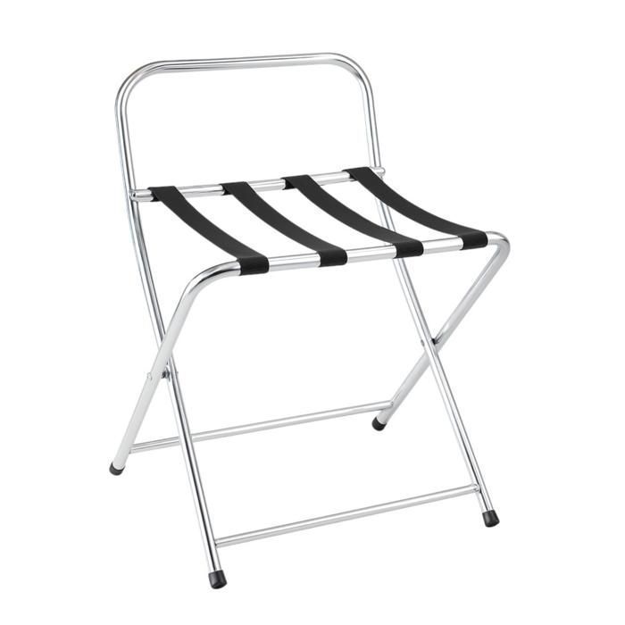 Porte-bagages argenté avec dossier - acier inox SS201 - 550 x 450 x 570 mm - idéal hôtelier
