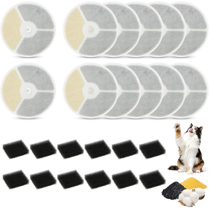 Meilleurs prix pour Lot De 12 Filtres Pour Fontaine À Chat Compatibles Avec E Versweet Solo 2/Solo Se/3 Pro/2S/3 Filtre À Charbon Actif De Rec[YF452]
