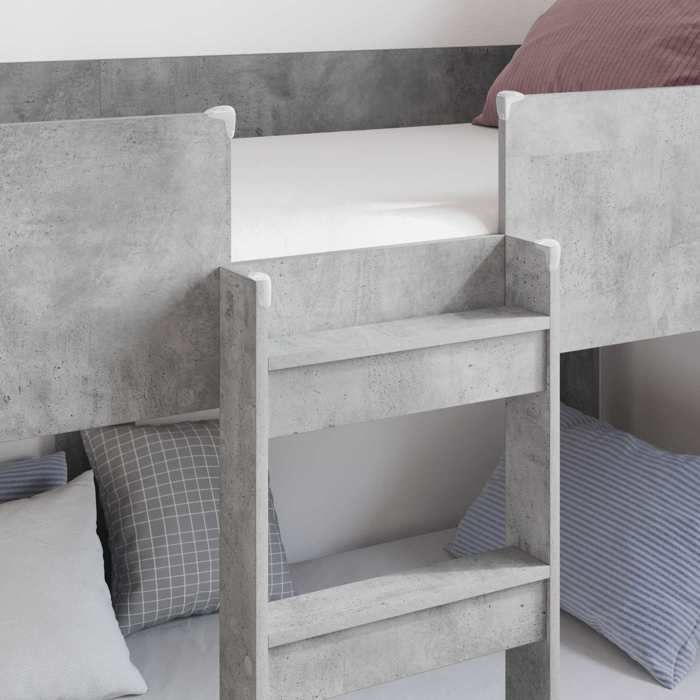 (En Promotion)Lit 1 PERSONNE 75x190cmLit superposé pour enfants Contemporain pour Enfants Gris béton 75x190cm L674111