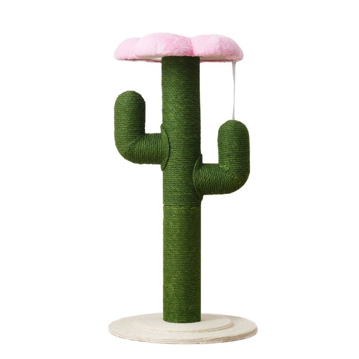 Arbre à chat de 90 cm de haut avec troncs en sisal épaissis et protection anti-basculement design vert colonne à griffer pour chat