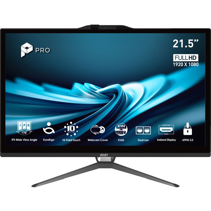 MSI Pro AP222T 14MA Intel® Core™ i3 i3 14100 54 6 cm 21.5 1920 x 1080 pixels Écran tactile PC All in One 8 Go DDR4 SDRAM SSD Windows 11 Home Wi Fi 5 802.11ac Neuf - vue 4