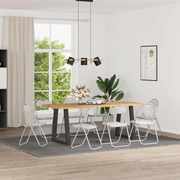 Chaise de cuisine Blanc - Magnifique Chaise pliante Classique Pour salon 8 pcs Blanc et Gris 48x43 5x81cm 8927