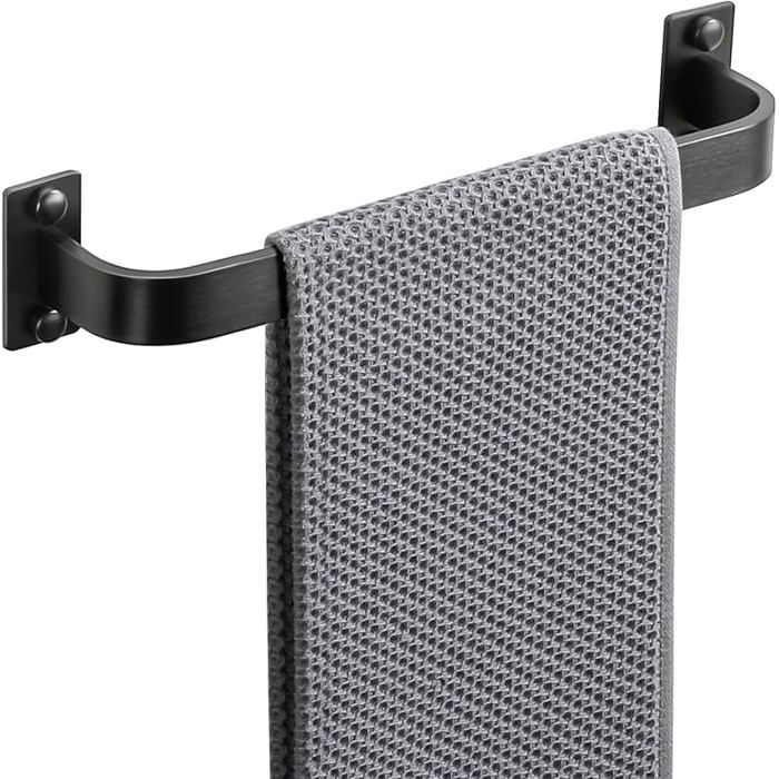Porte Serviette Mural Salle de Bain Longueur 30CM Robuste Barres Porte-Serviettes Support en Aluminium Noir Mat 30CM