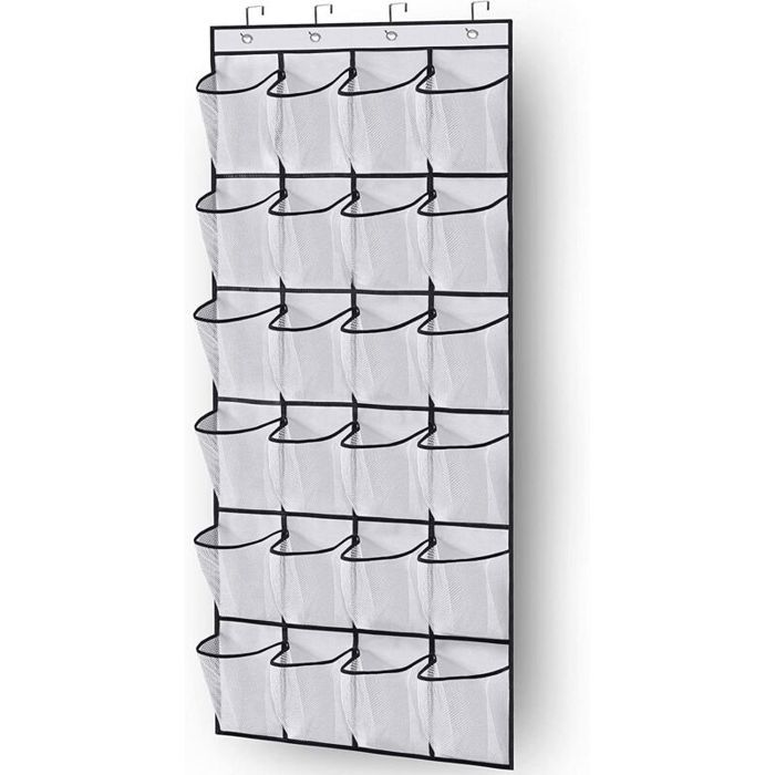 Gestionnaire de chaussures sur la porte gain de place rangement de chaussures sur la porte 24 poches gain de place avec 3 crochets