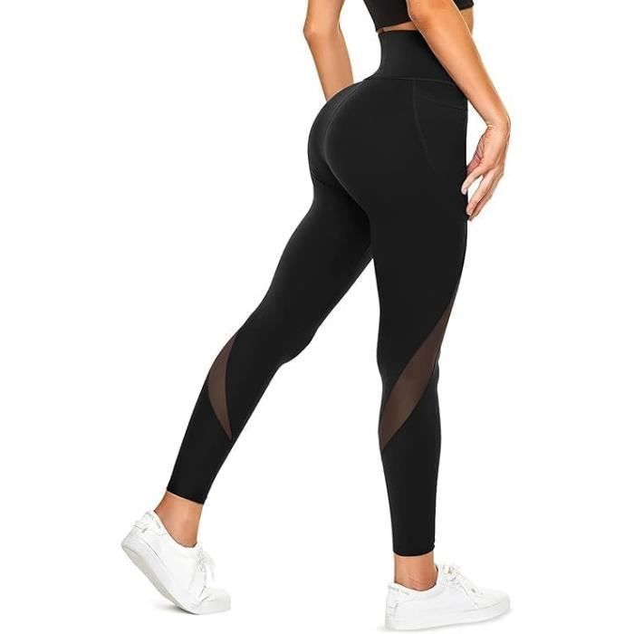 Leggings de Sport Femme - PANTALON - Noir - Taille Haute - Contrôle du Ventre et Compression Noir