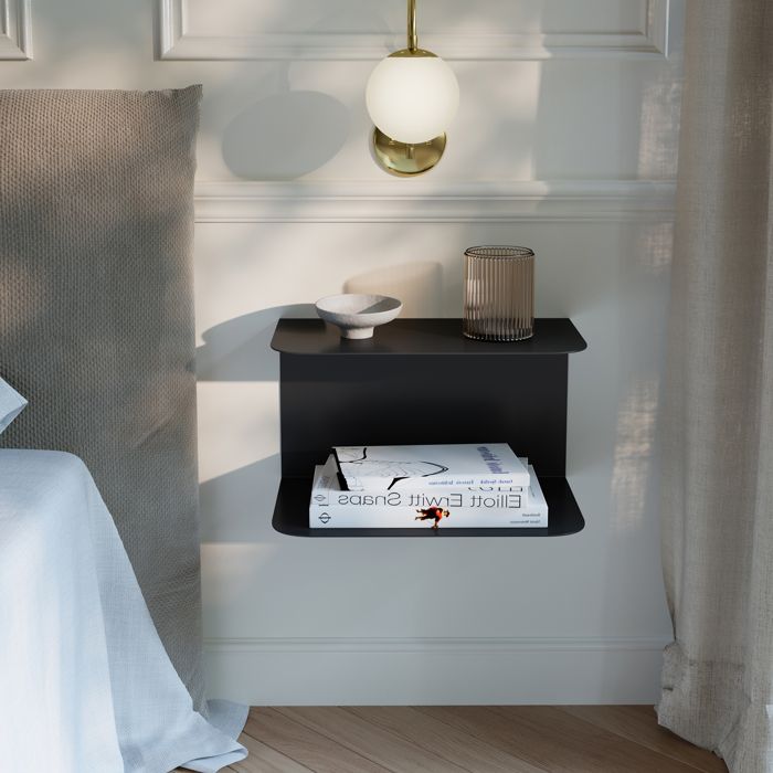 Table de chevet murale Notodden acier 40 x 23 x 23 cm noir