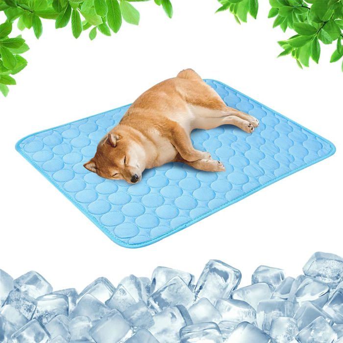Tapis rafraîchissant pour animaux de compagnie - PZCC - L - Étanche - Bleu foncé - Tissu résistant au froid