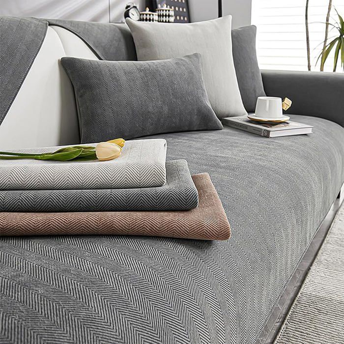 Housse canapé épais gris foncé90x90 universelle formeL 1/2/3/4pièces
