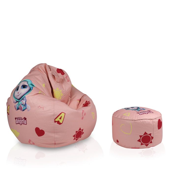 ECOPUF - Pouf Poire Sans Remplissage - Housse de Pouf Enfant Bean Bag Modulable Talking Tom & Friends - 120 cm - Rose