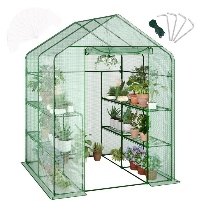 Serre tunnel jardin PE épais 12 étagères plantes légumes intérieur/extérieur