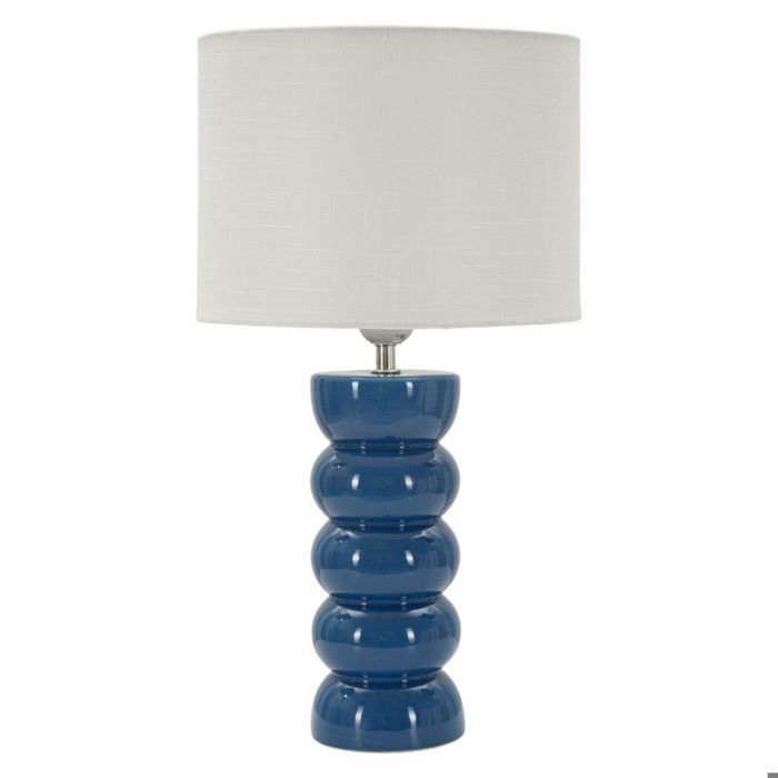 Lampe à poser Torr en céramique bleue brillante et tissu - Réf. VK8681847477327