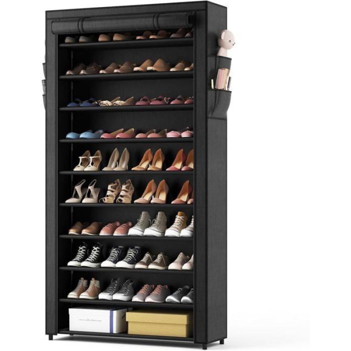 Rangement chaussures 11 niveaux 40-44 paires - étagère 85 x 25 x 175 cm tissu imperméable avec housse anti-poussière