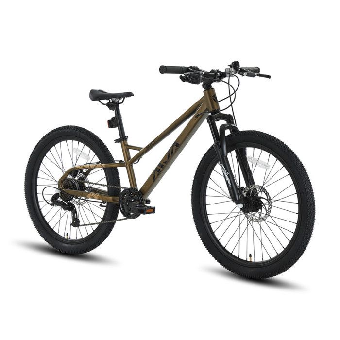 AIVA Vélo VTT 24 haut de gamme pour filles- garçons-hommes et femmes avec dérailleur 7 vitesses-Cadre en aluminium-Bronze