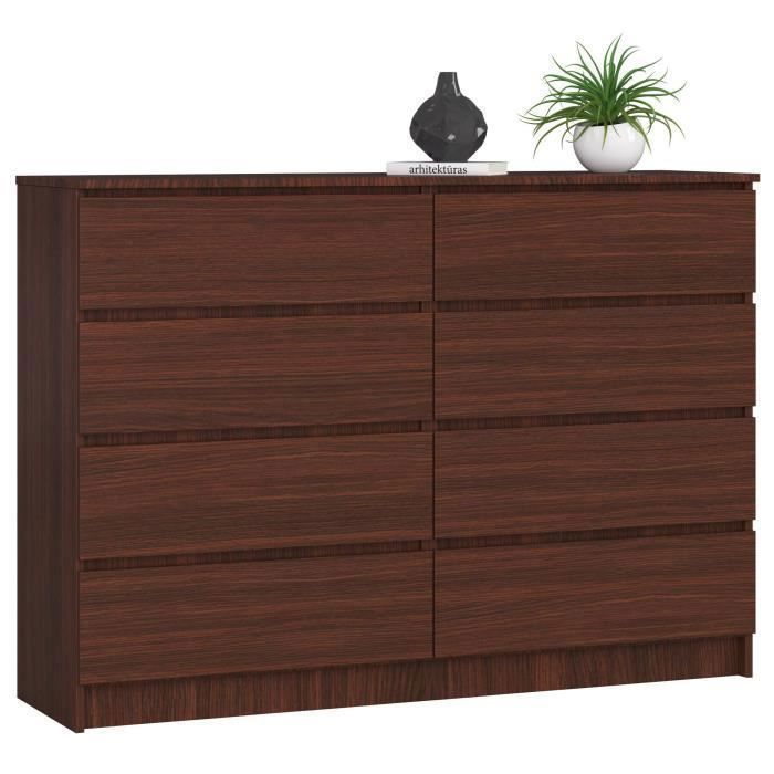 Commode AKORD K140 Wengé 138 cm 8 tiroirs façade Wengé 138x40x99 cm