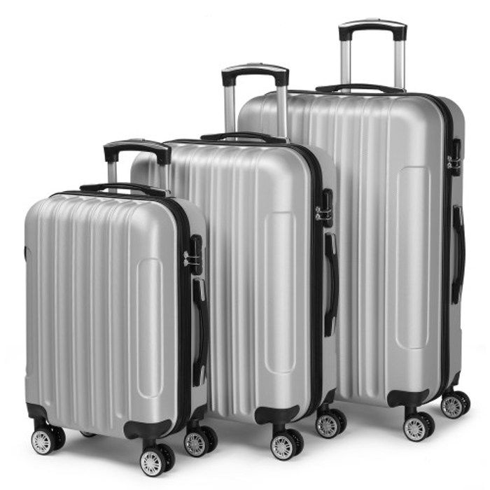 Set de 3 valises rigides Multifonctionnel 4 Roues, ABS, Robustes, Sécurité,Durables et Légères
