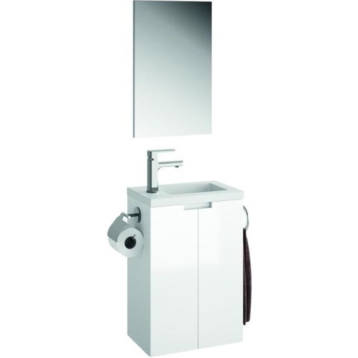 Meuble lave-mains Closy pack avec miroir blanc brillant L 40 x H 60 x P 25,2 cm - Allibert
