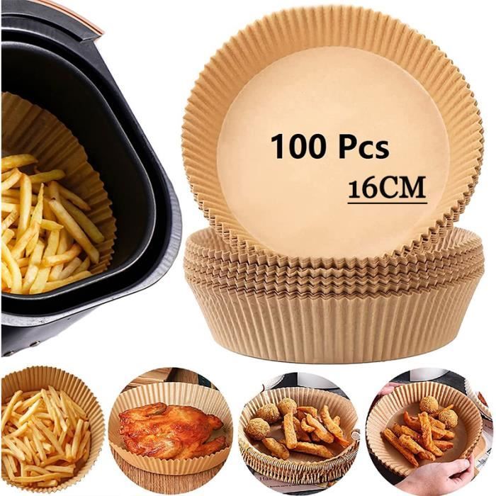 100 Feuilles Papier Cuisson Air Fryer 16 Cm Carré – Antiadhésif Jetable Pour Friteuse à Air, Four, Micro-ondes