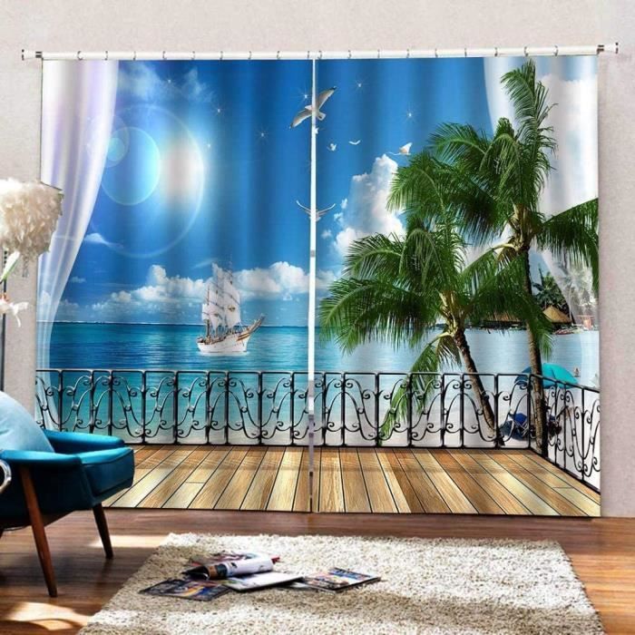 Rideau Photo Sur Mesure Mer Baltique - Impression 3D Personnalisée, Pour Salon Ou Chambre